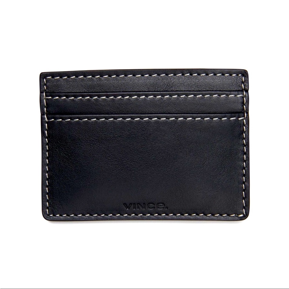 Vince Leather and Suede Card Holder